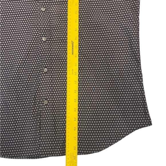 Bugatchi Shaped Fit Geometric Button Down Shirt Navy Gray‎ Modern Dress Shirt L - Picture 11 of 13